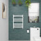 NRG Curved Gloss White Bathroom Heated Towel Rail Radiator Central Heating Ladder Rad Warmer 800x600mm