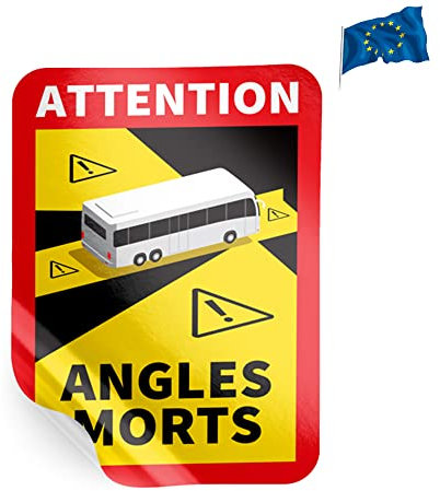 PRINT.GG Toter Winkel Aufkleber Frankreich - 1 Stück - 17 x 25 cm, Angles Morts Aufkleber Bus/Wohnmobil/Auto Angles Morts Lastwagen Angles Morts Bus Warnaufkleber Attention Angles Morts Hinweisschild