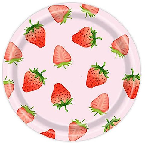 MaitianGuyou Platos desechables de fresa para fiesta, paquete de 40 platos de papel para cumpleaños, fiesta, jubilación, aperitivos, boda, despedida de soltera, baby shower (fresa 3#, 9 pulgadas)