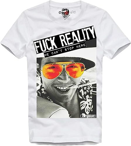 E1SYNDICATE T Shirt Fear and Loathing in LAS Vegas Johnny Depp BAT Country 3325 White L