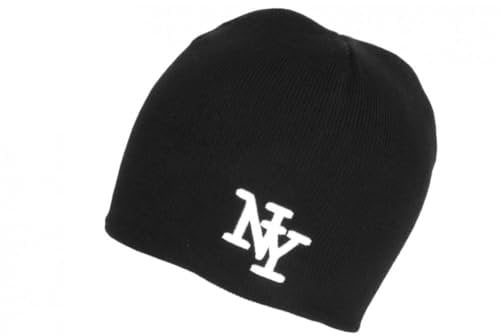 Hip Hop Honour NY Mütze, Schwarz und Weiß, modisch, warme Wolle, Newyo, Größe: Einheitsgröße – Farbe: Schwarz – Unisex, Schwarz , Einheitsgröße