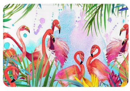 AAPIKA Paillasson en flanelle imprimé flamant rose, antidérapant, durable, facile à nettoyer, 60 x 40 cm