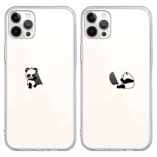 Yoedge 2-teilige Schutzhülle für Apple iPhone 15 Pro 6,1 Zoll, ultradünn, transparent, Gel, TPU, weich, mit niedlichem Muster, stoßfest, Bumper Case für iPhone 15 Pro, Panda