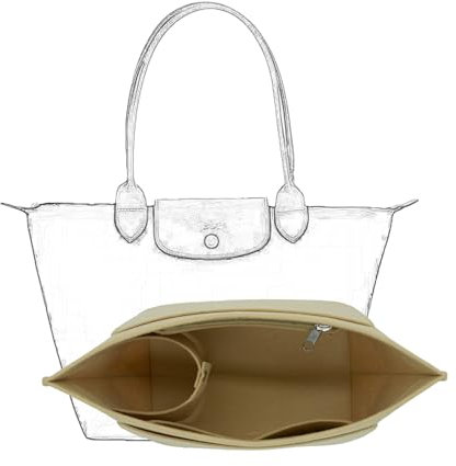 Organisateur de portefeuille, adapté à l'organisateur de sac Le Pliage, organisateur de sac à main (Beige, L)