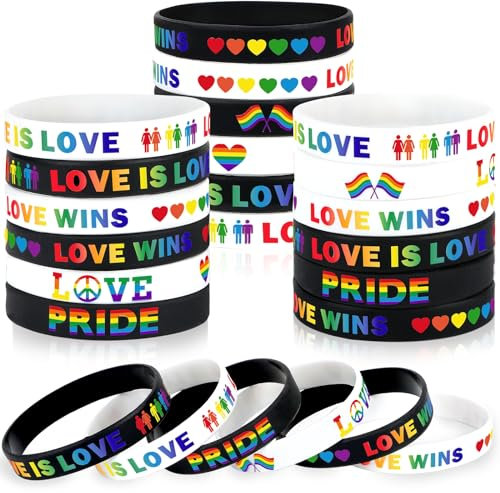 JUNEBRUSHS Regenbogen-Armbänder aus Silikon, LGBT-Unterstützung, Gummi-Armbänder für Pride Day, Monat, Paraden, Dekorationen, Partyzubehör, 42 Stück