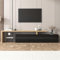 KOMHTOM Meuble TV blanc et noir avec LED, buffet avec 3 portes et 2 étagères en verre, armoire multifonction pour salon et chambre à coucher, noir