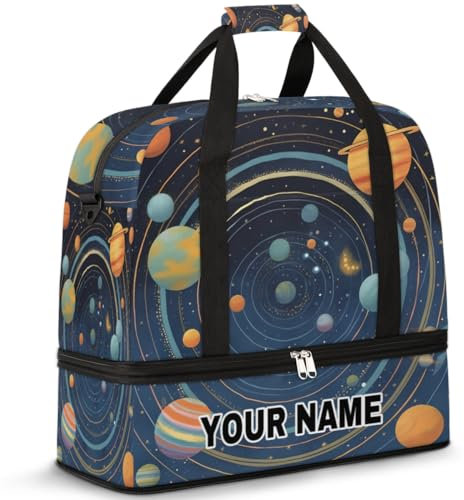 Personalisierbare, individuelle Reisetasche für Damen und Herren, personalisierbar, Sporttasche mit Schuhfach, faltbare Tanztasche, Wochenendtasche, Übernachtungstasche, Cosmic Space Galaxy, Planet,