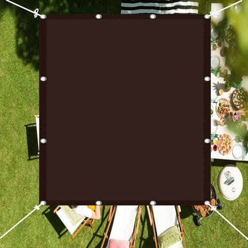 Sonnensegel Wasserdicht 6.5x8m(21.33x26.25ft) Sonnenschutz Markise inkl Befestigungsseile 98% UV-Schutz für Garten Terrasse Camping, Braun