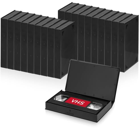 T WaveTree Standard Black VHS Cases, VHS Album Case with Outer Clear Sleeve (20er Pack)