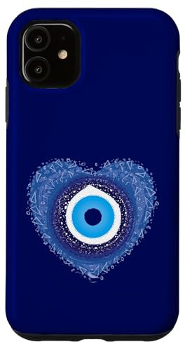 iPhone 11 Evil Eye Greek Protect Against Evil Blue Heart Case