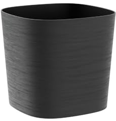 Teraplast Eleganter Blumentopf, Modell Capri, Übertopf für den Außenbereich, aus Polyethylen, satiniert, mit Wasserreservoir, auch für den Innenbereich geeignet (BLack, 24)
