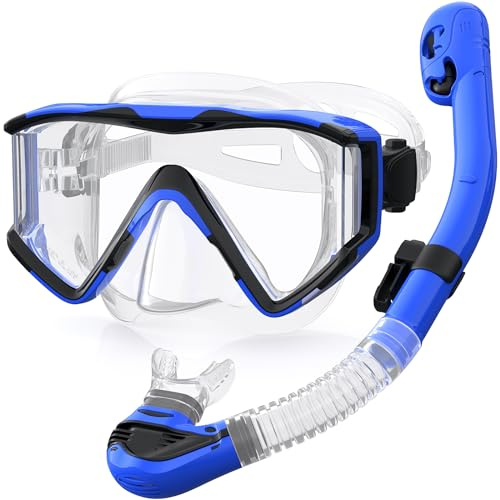 Schnorchelset Erwachsene, Taucherbrille mit Schnorchel, Anti-Fog, Anti-Leak | 3-Fenster-Panorama, Anti-Fog & Anti-Leck, verstellbarer Nasensteg, für Erwachsene, ideal für Schnorcheln & Schwimmen.