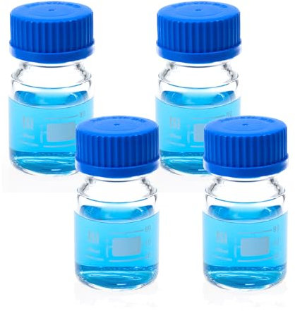 ALWSCI 100 mL Laborflasche, Labor Weithals Glasflasche Medienflaschen mit GL 45-Schraubverschluss, Borosilikat 3.3 Glas, 4er-Pack