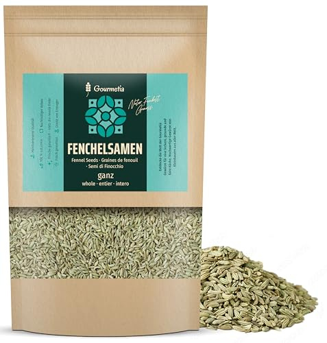 Gourmetia® Fenchelsamen (500g), ganze Fenchel Samen – Fencheltee 100% naturrein