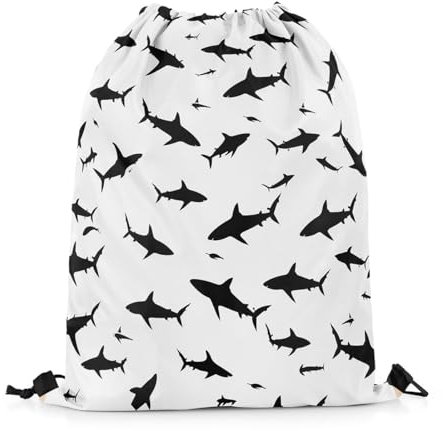 Homewish Hai Kordelzug Taschen Jagd Hai Kordelzug Zurück Tasche Hand Gezeichnete Cartoon Tiere Kordelzug Rucksack Ozean Leben Rucksack, Wasserdicht