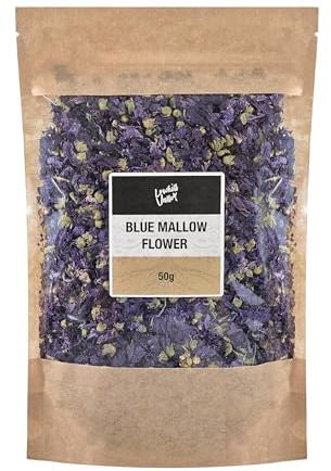 Lowhill Valley Blue Mallow Flower Herbal Tea - Soothe Your Senses with Nature's Elixir – 100% Pure Blue Mallow Flower – Dried Flower Tea – No Additives or Preservatives – 50g