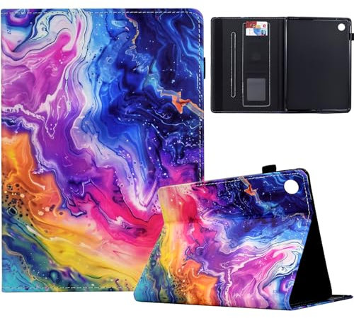 TEDTIKJT Hülle für Samsung Galaxy Tab A8 10.5 Zoll 2021 Hülle SM-X200/X205 Tablet Schutzhülle PU Leder Flip Cover mit Kartenschlitz Ständer Tablet Samsung Galaxy Tab A8 10.5 Hülle,Marmor