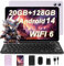 JUEDUR Newest Tablette Tactile 10 Pouces, Android 14, 20GB RAM, 128GB ROM (1TB TF), 6000mAh, Octa-Core, WiFi 6 5G+2.4G, Widevine L1, BT 5.0, 5MP+8MP, Tablettes avec Clavier Souris - Violettes