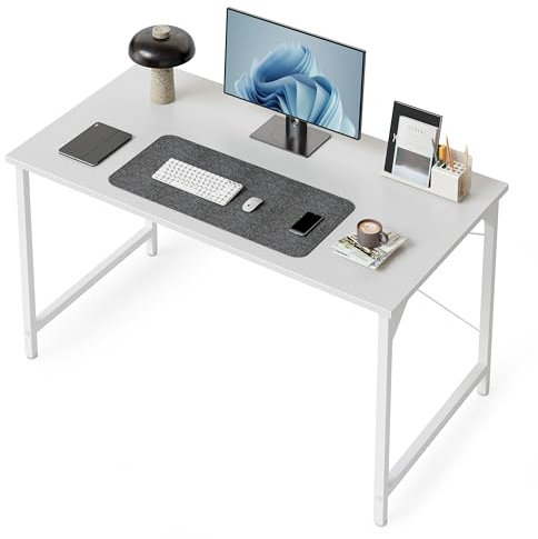 CubiCubi Schreibtisch, Kleiner Computertisch, 100 x 48 x 75 cm Bürotisch, für Arbeitszimmer, Schlafzimmer, Industrie-Design, Metallgestell, Weiß