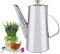 Cafetière en acier inoxydable, théière 2L, théière d'eau chaude et froide, élégante bouilloire à thé, café, eau, récipient de table, pot de service pour la maison, l'hôtel, le (2L long mouth)