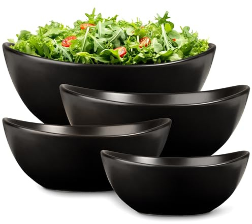 Home Beets Keramik-Servierschalen für Unterhaltung, 4 Stück, mattschwarz, 4 Stück, 10-18-793.8-1,134.0 g, mikrowellen-, ofen- und spülmaschinenfest, große Servierschalen, Salatschalen für Thanksgiving