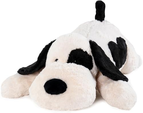 Lsoar Schwarz-weißer Hund gewichteter Plüsch für Angst, gewichtetes Angsttier, niedliches Plüschspielzeug, Geschenke für Kinder und Erwachsene (81,3 cm, 2,9 kg)