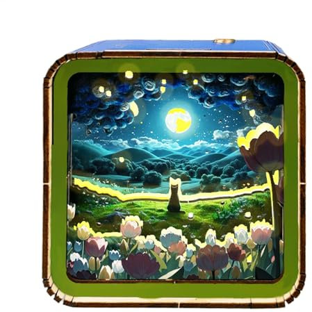 Djowyh Puzle 3D Luz Nocturna Puzzle con Luz Nocturna,Rompecabezas de Paisaje Portátil Luz Nocturna | Rompecabezas de Madera Luz Nocturna Decoración del Hogar para Dormitorio, Sal