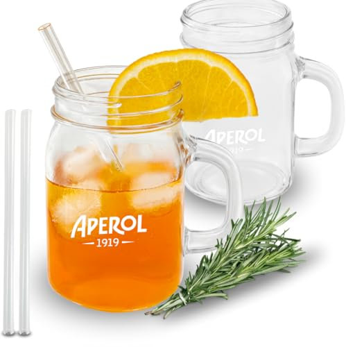 Maxito Aperol Spritz Gläser ∣ 2er Set ∣ inkl. Glasstohhalme ∣ Modernes Design für Cocktail Gläser ∣ Ideal als Aperol Spritz Geschenkset ∣ Aperol Geschenk ∣ Trinkgläser Set