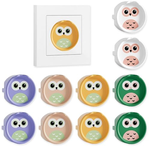 F Tapas de Enchufe de Silicona, protección Decorativa contra el Polvo (10 Multicolor/Búho)