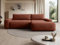 Vente-unique-Ecksofa mit Schlaffunktion - Ecke rechts - Strukturstoff - Terracotta - DAVISO