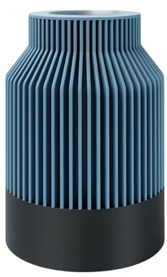 ebenkunst | Kontura Vase blau – 3D Blumenvase aus PLA mit schwarzem Standfuß & wasserdichtem PP-Einsatz | Für Pampasgras, Trocken- & Schnittblumen | Nachhaltig & Made in Germany (Blau, Höhe 15cm)