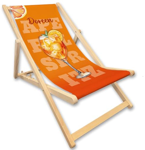 Liegestuhl mit Name personalisiert Strandstuhl Cocktail Sommer Motiv klappbar ideal für Beachbar, Strandbar, Garten, Terasse & Balkon Geschenkidee Frauen & Männer Gartenliege klappbar (Spritz)
