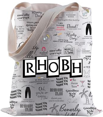 LEVLO Reality Show inspirierte Canvas-Tragetasche, RHOBH, Einkaufstasche, Geschenk für Reality-Show-Fans, Rhobh, 35cm ( 13.78 inch ) * 38 cm ( 14.96 inch)