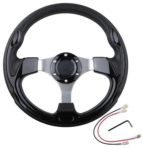 Lenkrad Auto,Sportlenkrad Universal-Lenkrad 320 mm Rennwagen PVC-Aluminiumrahmen(Black)