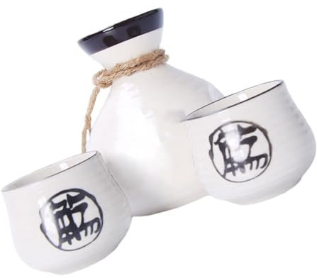 DONFAMDS Vino Botella De Sake De Estilo Japonés Incluye Copas De Vino Portátiles para Degustaciones Caseras