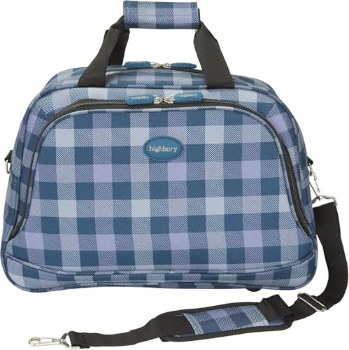 David Viggers - Lightweight Holdall Bag - Cabin Bag with Detachable Strap - Comes with 5 Year Warranty - Travel Essentials - Zipped Compartments - 45cm W X 30cm H X 20cm D (Blue Multi Box)
