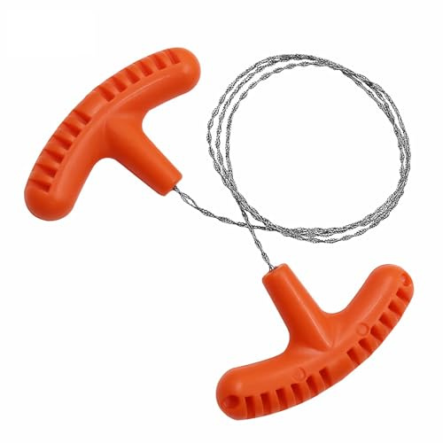 Scie À Câble en Acier Inoxydable, Scie À Main de Poche de 63 cm pour la Découpe de Tuyaux en PVC, PE et ABS, le Camping, la Randonnée et la Coupe du Bois(Orange,70cm)
