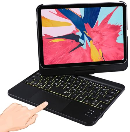 LENRICH Funda de teclado para iPad mini 7 A17 Pro 2024 y Mini 6 2021, teclado funcional retroiluminado para iPad mini de 6ª/7ª generación de 8.3 pulgadas, luz delgada