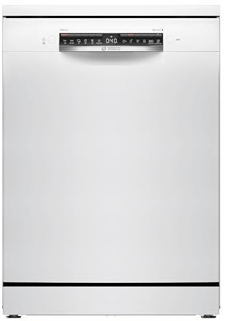 Bosch Geschirrspüler 60 cm, Freistehend, Silence Programm, VarioFlex-Körbe und VarioSchublade - Flexibilität und Komfort beim Beladen, Automatisierte Startzeit, Extra Trocknen, SMS4HVW14E, Weiß