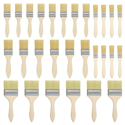 EXIN DEHCEN 28 Pezzi Pennelli da Pittore con Manico in Legno | 1/1.5/2/3 in Pennelli per Vernice, pennelli per Dipingere, Pennellessa, per Pittura a Olio, Macchia