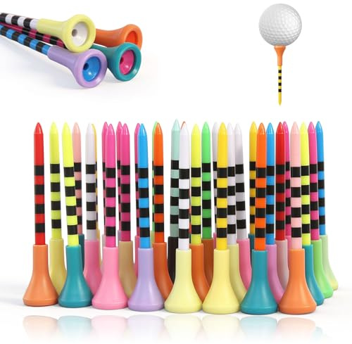 DELAESI 60 Stück Golf Tees Bunt Golf Tees Kunststoff 83mm Golf Tee für Hobbygolfer Profigolfer Jugendliche