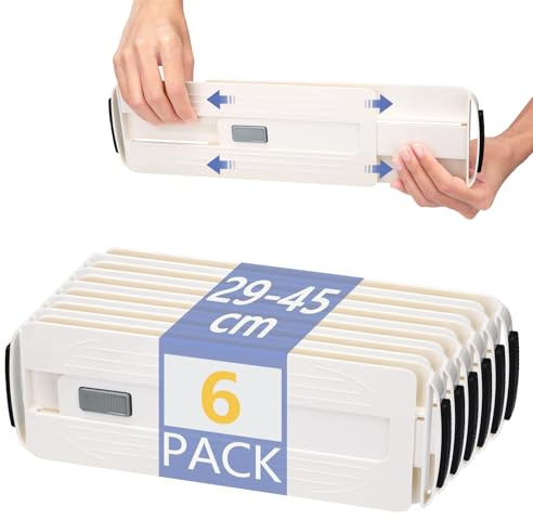 Alyvisun 6pcs Schubladentrenner Verstellbar 29-45cm, Schubladen Trenner Verdicktes Hartplastik, Schubladenteiler für Schubladen & Schränke Schubladen Organizer