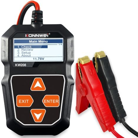 Tester Batteria Auto 6V 12V KW208 in ABS, Analisi Salute con Misuratore Resistenza Interna, Diagnosi Avviatore e Generatore, Compatibile con Batterie AGM e Gel