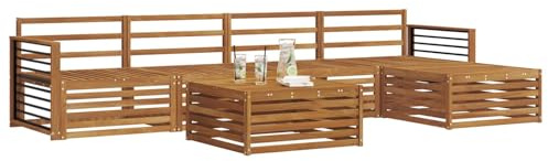 vidaXL Outdoor-Sofagarnitur 6 pcs Natur, Outdoor Sofa, modernes Gartenmöbel für Terrasse, gemütliches Sitzset, robust und stilvoll