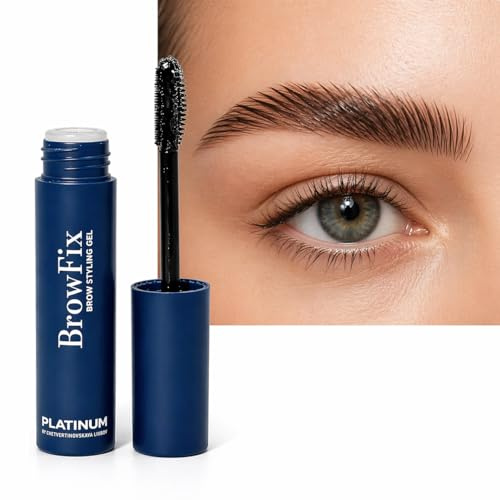 PLATINUM BrowFix Gel à sourcils transparent - Tenue forte et finition naturelle ou effet de lamination - Brow Gel sans résidus blancs