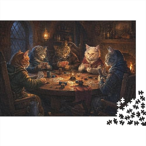 Werwolf Kartenspiel 1000 Teile Puzzle für Erwachsene Papier 1000 Teile Abendessen Szene Familienspiel Puzzle Entspannung Deko Geschenk 52x38cm/1000pcs