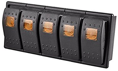 E Support 5 X Auto Marino Interruttore a Levetta Giallo Led Lampada Spinta Pulsante Interruttore a Bilanciere Cruscotto 4 Pin On Off Impermeabile