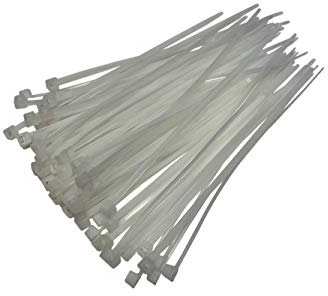 Small Standard Nylon Cable Ties 2.5mm in Width Zip Straps, Pack of 100 (2.5mm x 100mm, White)
