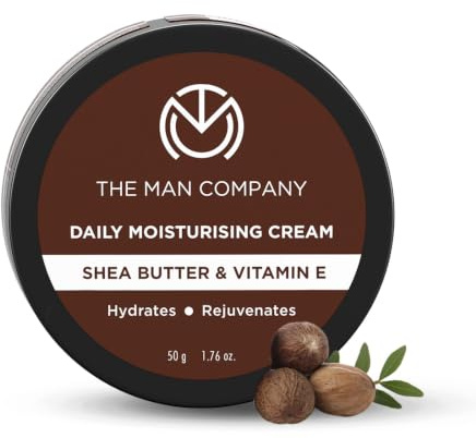The Man Company Tägliche Feuchtigkeitscreme für feuchtigkeitsspendende, feuchtigkeitsspendende und dunkle Flecken mit Sheabutter und Vitamin E, alle Hauttypen – 50 g