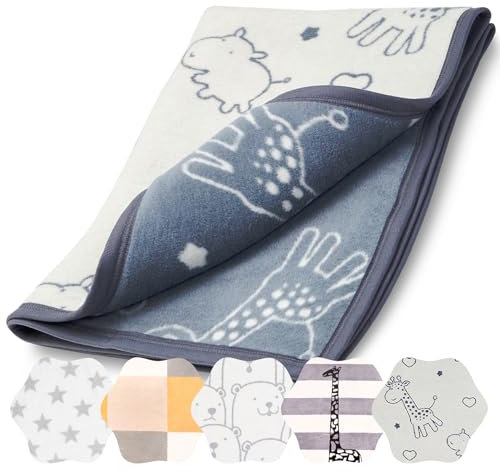 Arus - Babydecke, Giraffe-Hippo, Baumwollmischgewebe, 75x100 cm, 450 gr/cm²